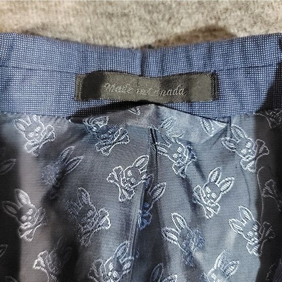 Psycho Bunny Blazer Wool Men Sport Coat 2 Buttons Navy Jacket Sz 44R Modern Fit - Picture 2 of 15